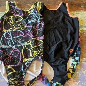 Lot of 2 plum practice wear gymnastics leotards size adult extra small